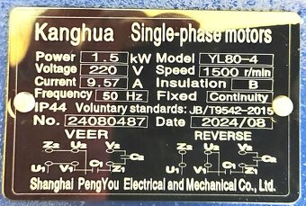 1fázový elektromotor s remenicou 220V 1,5kW 1500ot. - 3