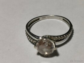 Zásnubný prsteň biele zlato 585 - veľkosť 52 - 3