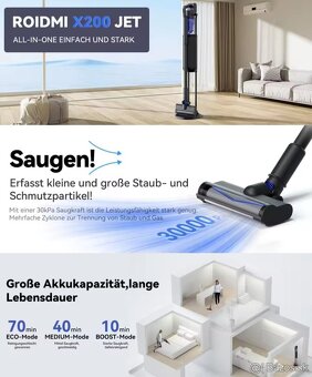 Super Prúdový Tyčový Vysávač ROIDMI X200 JET so Základňou - 3