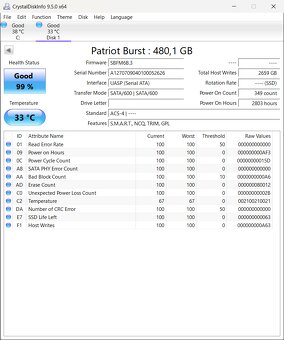 Predám 2,5" SSD PATRIOT BURST 480GB - 3