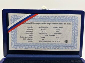 Slovenský štát - Andrej Hlinka medaila 50 mm sada Ihriský Ag - 3