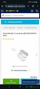 Predám Bluetooth slúchadlá JBL Tune Buds White - 3