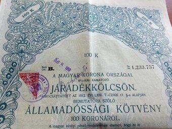 Vojnova pôžička na štátne dlhopisy 100 korún november 1917 - 3