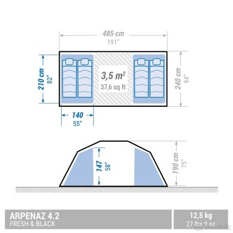 QUECHUA Rodinný prútový stan Arpenaz 4.2 F&B pre 4 osoby - 3