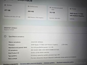 Velky 16 palcovy a Kovovy Dell Inspiron 16 5635 s procesorom - 3