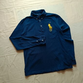 Vintage y2k Ralph Lauren modrá polokošeľa s dlhým rukávom M - 3