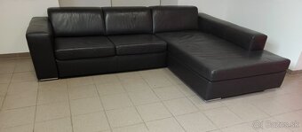 Kožená POLOROSKLADACIA sedacia súprava -TOP, ako NOVÁ - 3