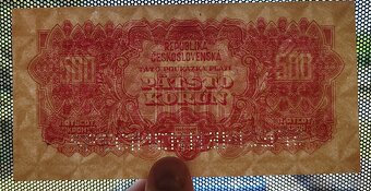 500 koruna, 1944, 2 x SPECIMEN, séria AE - 3