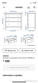 Ikea HEMNES komoda sivá morená - 3