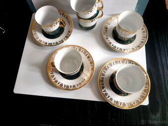 Kávovy servis porcelán - 6+4 šálky + podšálky Stržná - 3