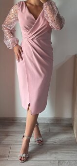 Midi ružové šaty 36/S - 3
