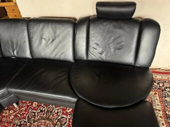 Luxusní rohová kožená sedací souprava, 3199 - 3