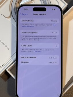 iPhone 15 128GB Battery cycle count 0 – ZÁRUKA Apple + O2 - 3