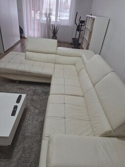 Kožená sedacia súprava + taburetka - 3