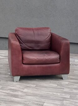 Kreslo kožené bordové. - 3