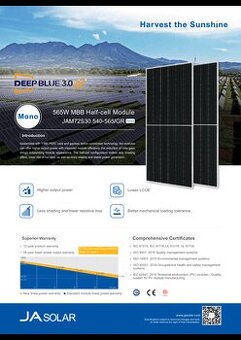 Fotovolticke , fotovoltaicke , solárne panely JA Solar 555wp - 3
