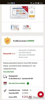 Wifi riadiaca jednotka termostat Evohome Touch Wifi Honeywel - 3