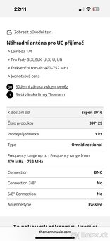 Predám antény Shure UA400B - 3