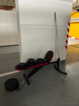 Predám kompletný sed na cvičenie - lavička činky kotúče - 3