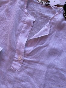 Zara biela lanová blúzka košeľa - 3