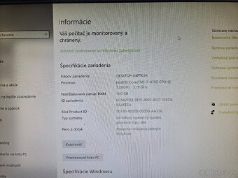 Intel i7 - 8700 CPU 3200Mhz-6 jadrovy - 3