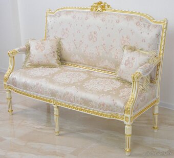 Zámecké řezbované sofa - čalouněné - 3