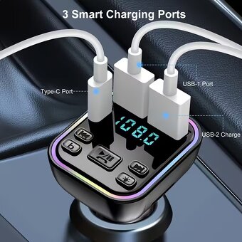 FM vysielač s Bluetooth a RGB podsvietením - 3