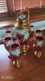 Borské sklo: krčah, poháre , servítovník - 3