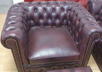 CHESTERFIELD ŠTÝL,KOŽENÉ KRESLO TMAVOBORDOVÉ,NOVÉ - 3