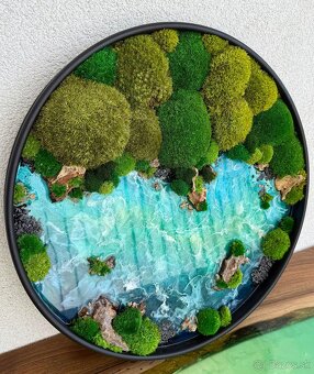 Machový obraz s epoxidom 48cm priemer - 3