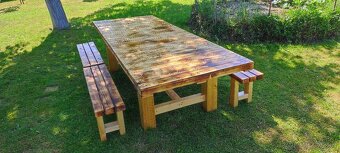 Stôl+4 lavice do záhrady - 3
