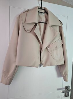 Krémová koženková bunda - 3