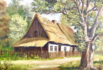 Starý velký obraz, zdobený rám - 3