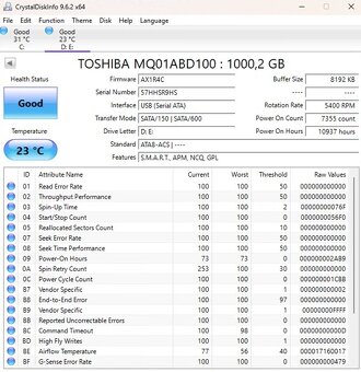 TOSHIBA 1 TB SATA 2,5'' disk - 3