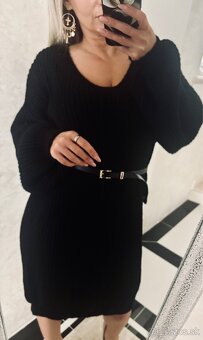 Damske pletene šaty s opaskom Mirella black - 3