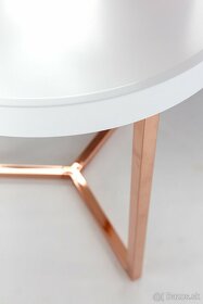 Konferenčný / príručný stolík biely / ružové zlato - 3