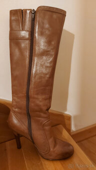 Kožené hnedé vysoké čižmy - 3