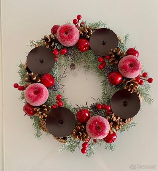 Adventný veniec 37cm na stôl pre 4 sviečky, Vianoce - 3