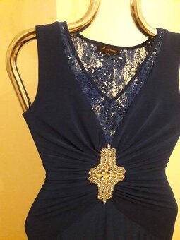 Dlhé modré spoločenské šaty s vlečkou veľ. 36 - 3