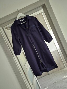 Tmavomodré bavlnené šaty v.L - 3