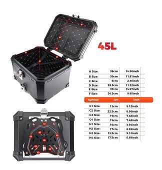 Zadní motokufr TopCase 45 L nebo 55 L hliníkový - 3