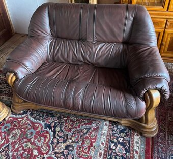 Dubová rustikální kožená sedací souprava 3+2,4331 - 3