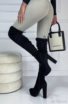 Dámske čierne semišové čižmy nad koleno - veľkosť 36 - 3