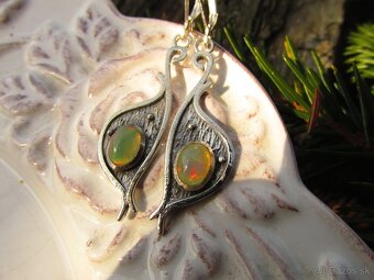 Strieborné náušnice osádzané kameňom Opál, Ag 925 - 3