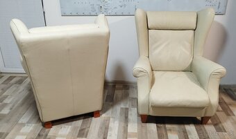 2 kozene kremove kresla, siroke 90 cm - 3