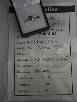 Zlatý prsteň so Zafírom a diamantami - 3