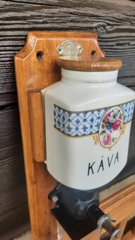 Starožitný, nástenný mlynček na kávu Leinbrock Ideal. - 3