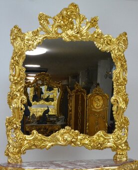 Zámecká konzola se zrcadlem - masiv - řezbovaná - 3