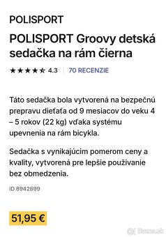 POLISPORT Groovy detská sedačka na rám čierna - 3