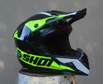 juniorská detská prilba CE06 okuliare shot žltá fluo - 3